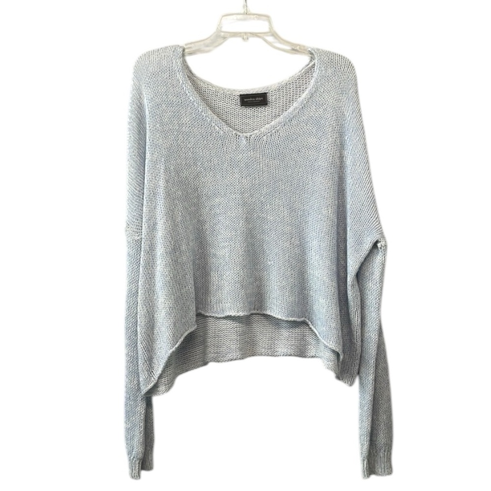 Wooden Ships Light Blue Scoop Neck Knit Sweater
